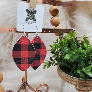 Red and black checkered earrings